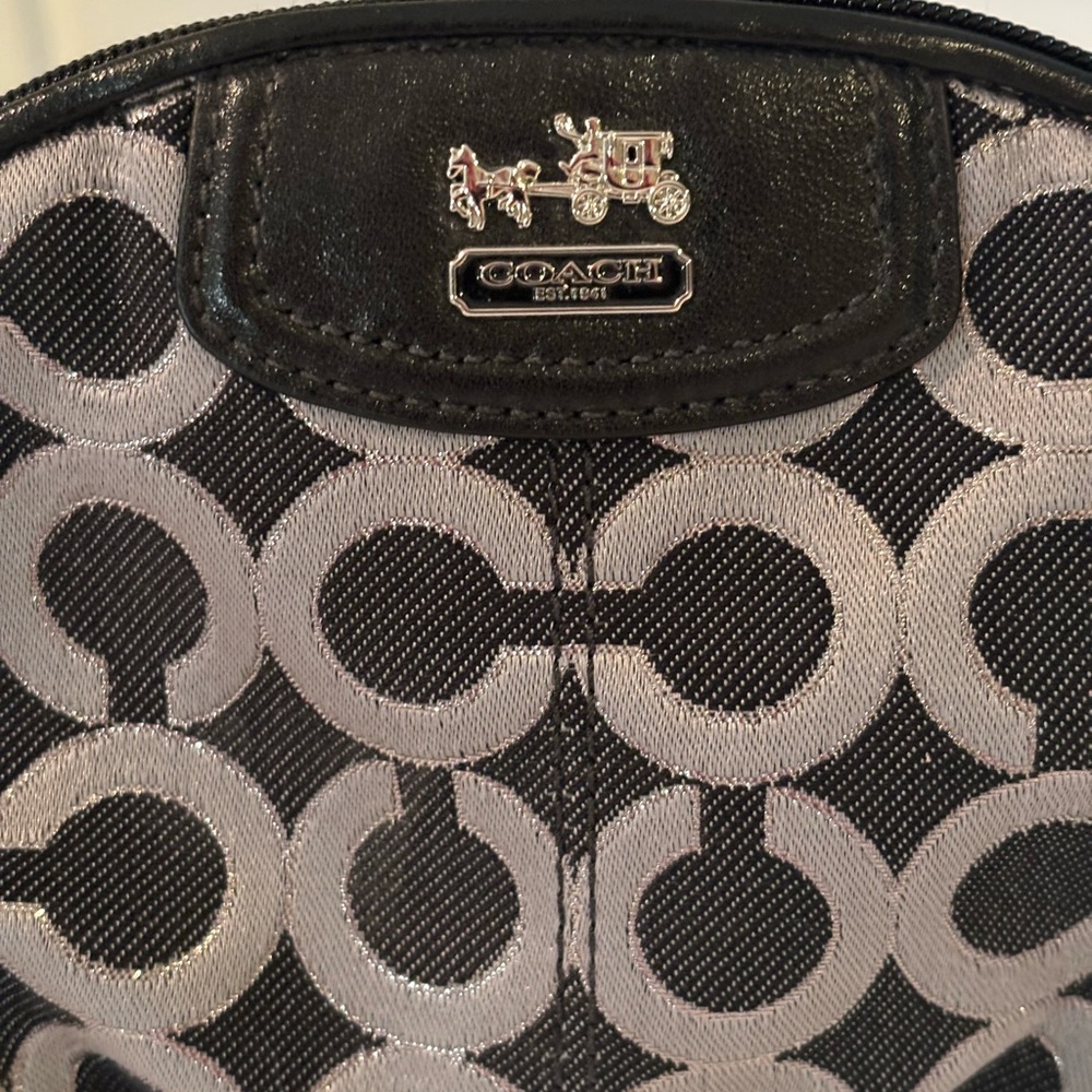 COACH Gunmetal Black/Black C Logo COSMETIC BAG NWOT - Picture 2 of 15